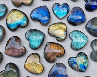 HEART Shape Labradorite Cabochon Gemstone  Multi Flashy Heart Shape Loose Labradorite Cabochons Gemstone.