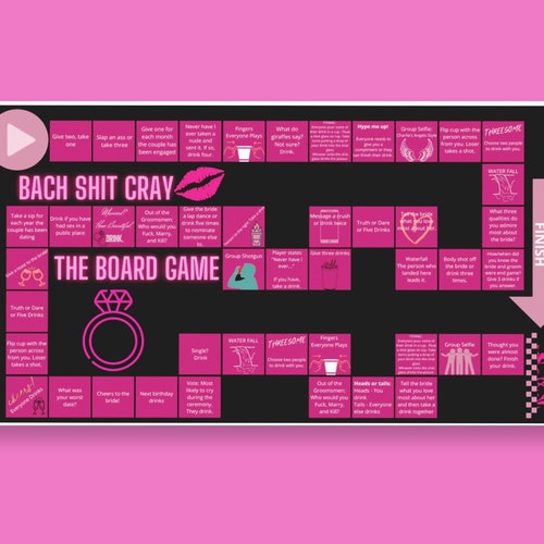 Bachelorette Board Game Printable Digital Download Drinking - Etsy