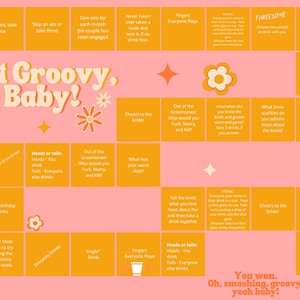 Bachelorette Board Game, 70s, Disco, Printable, Digital Download, Drinking Game