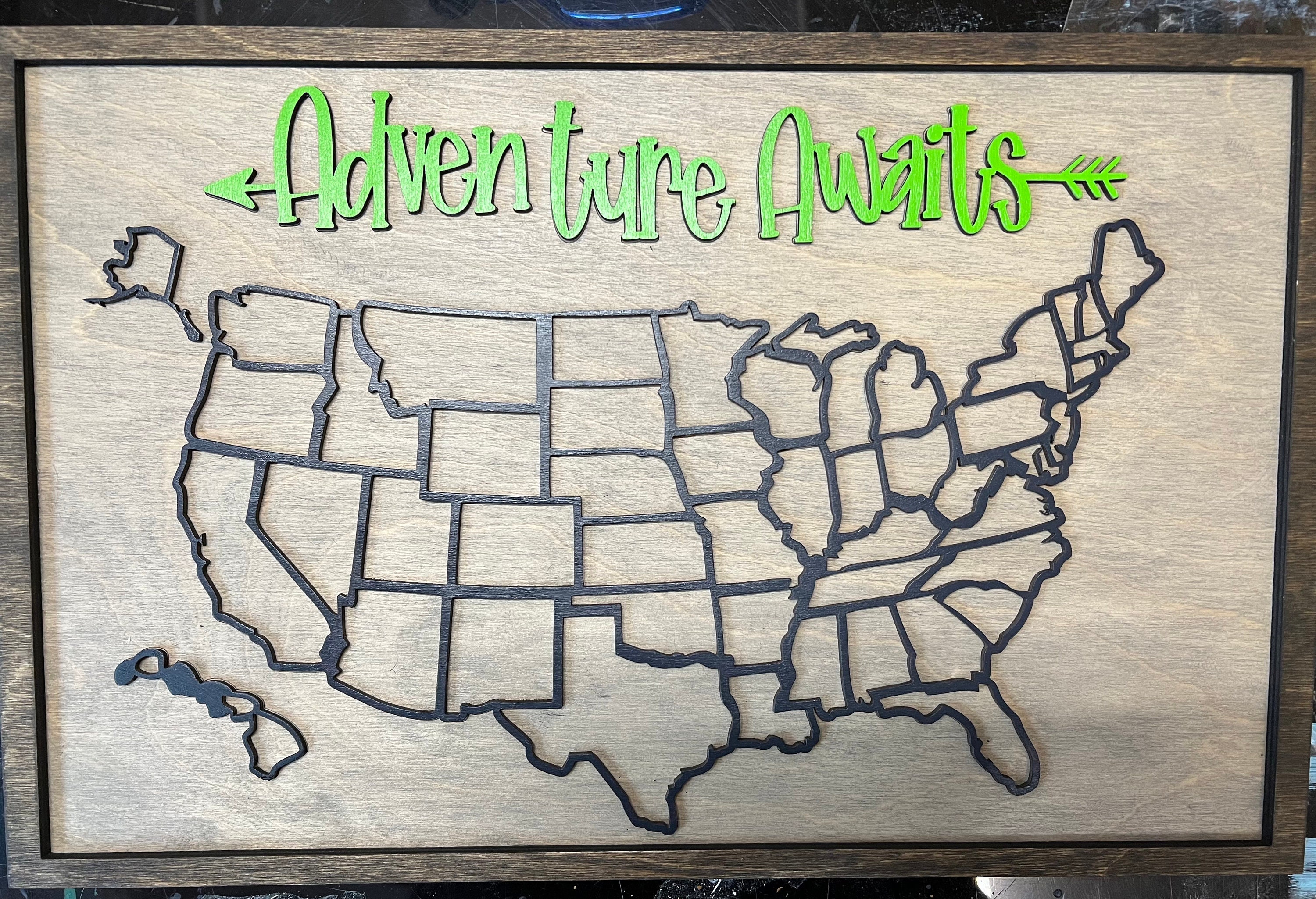 Travel map,camping map,US travel map,50 states map, add a state once you visit, family road trip tracker, adventure map, gift for traveler
