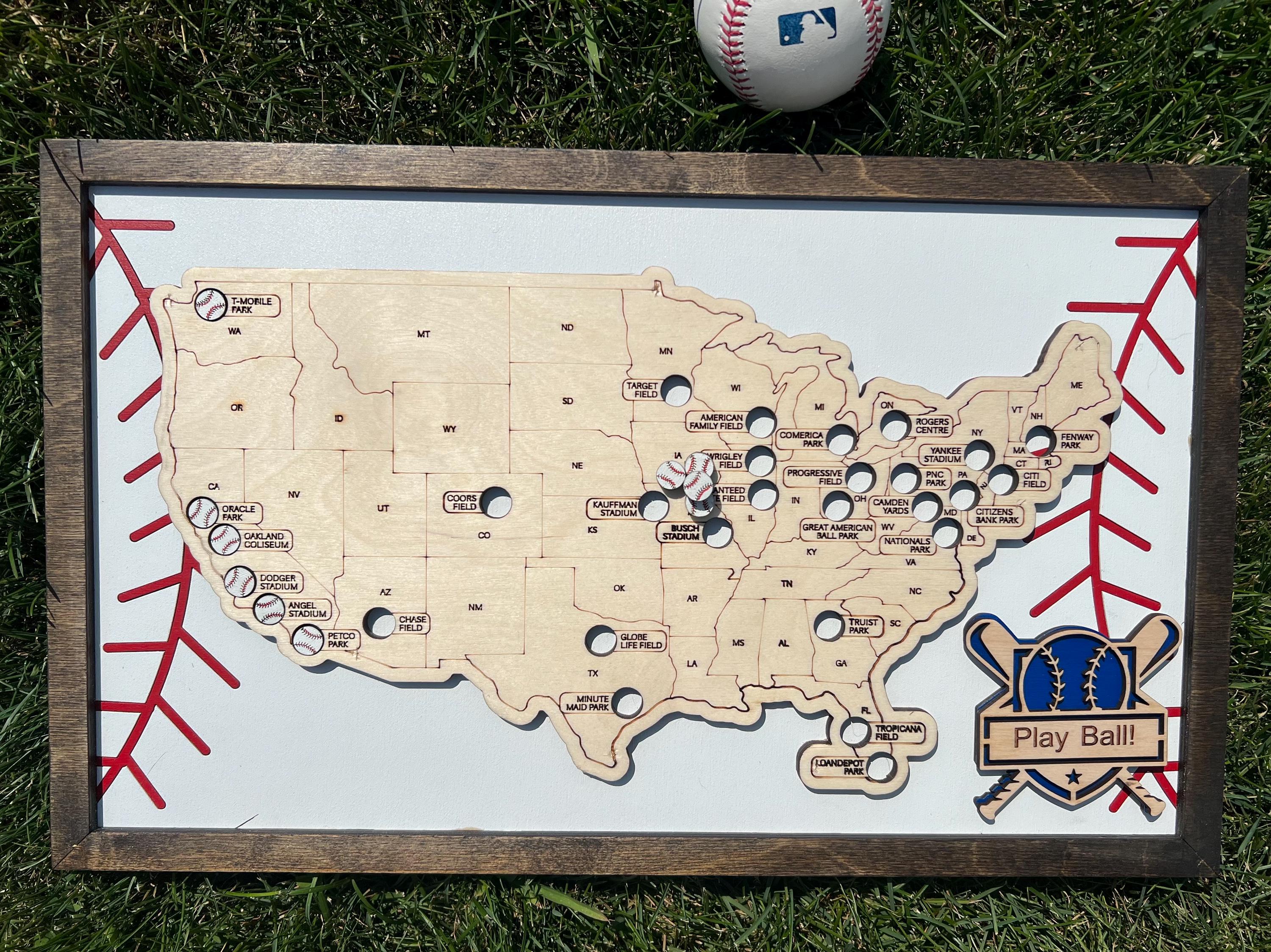 Baseball Stadium Travel Map, American Baseball Travel Map, Gift for ...