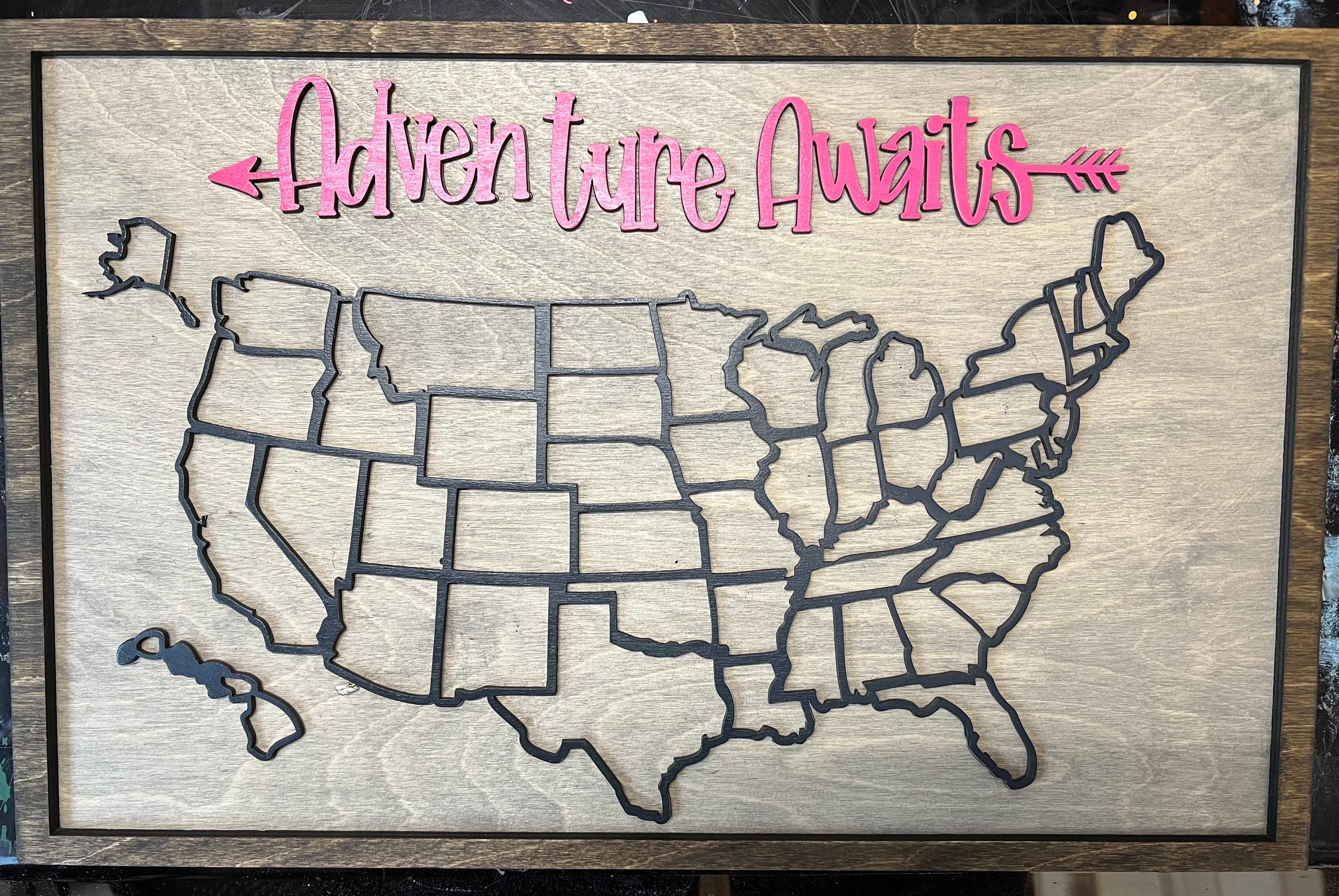 Travel map,camping map,US travel map,50 states map, add a state once you visit, family road trip tracker, adventure map, gift for traveler