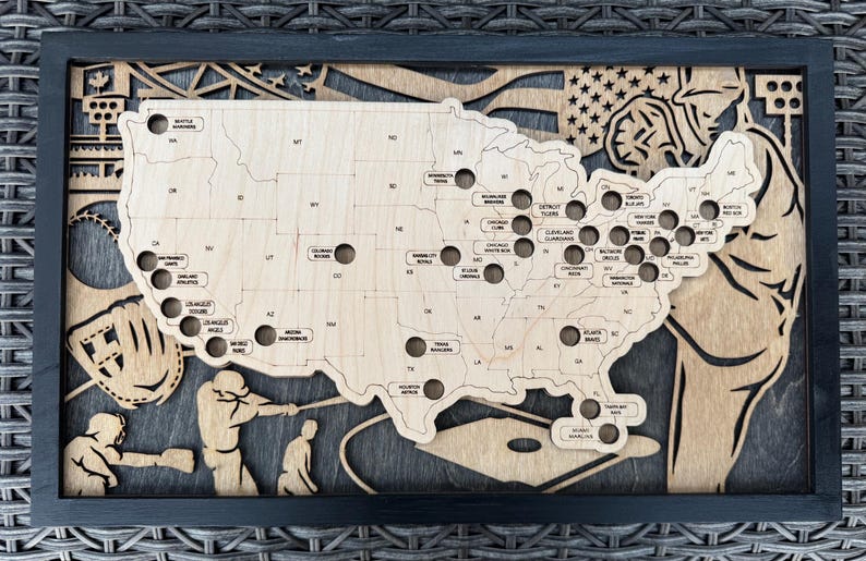 Baseball Stadium Travel Map, American Baseball Travel Map, Gift for ...