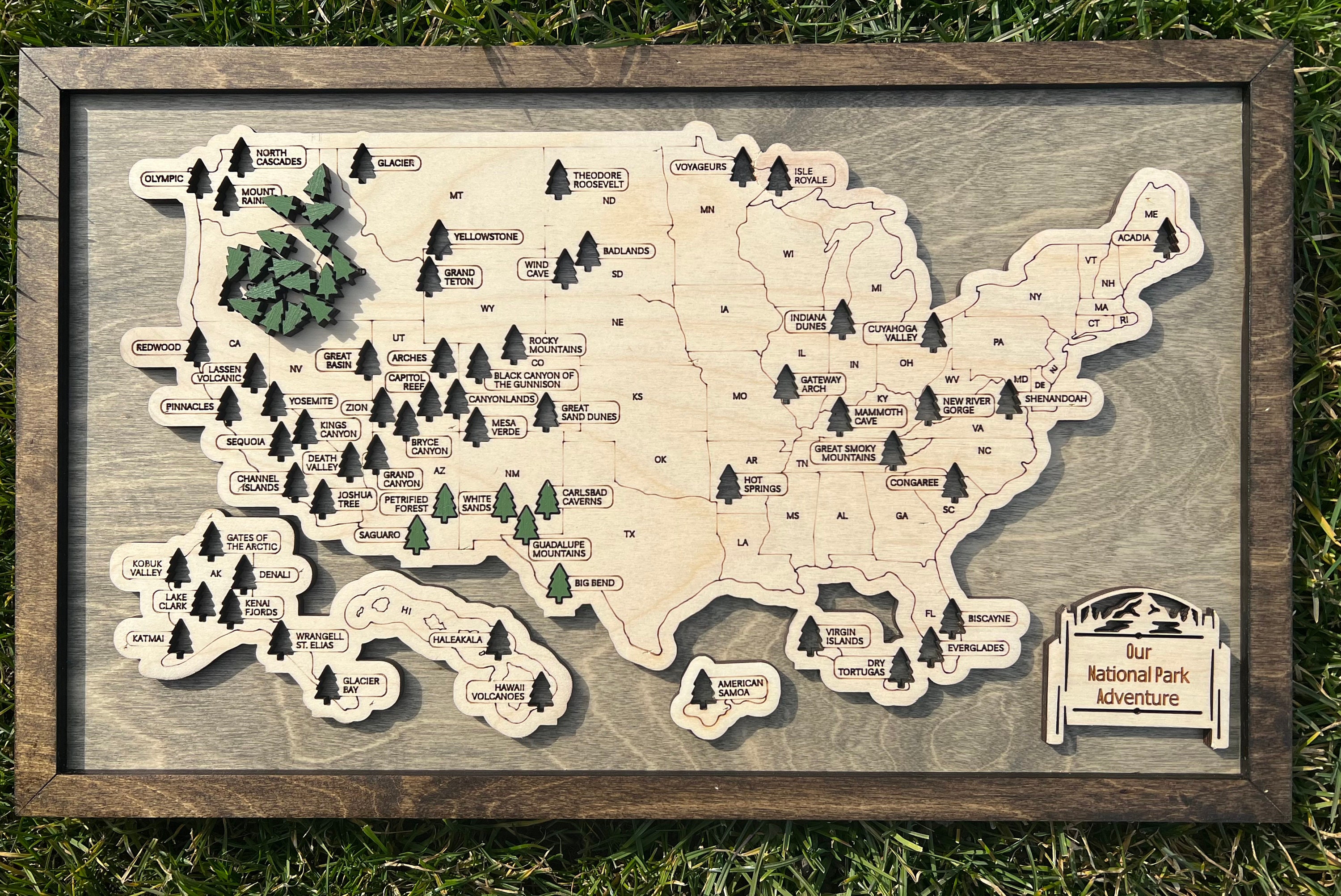 National Parks Map, US Travel Tracker, Family Road Trip, Adventure Map