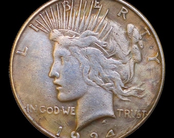 1924 / 1934 Peace Dollar Two Face Double Heads Silver Plated Error Coin - Circulated