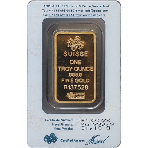 PAMP Suisse Lady Fortuna Gold Plated Souvenir Bar - 1 Oz Replica