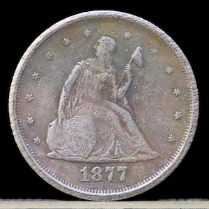 1877 Seated Liberty 20 Twenty Cent Piece Silver Plated Coin - Circulated
