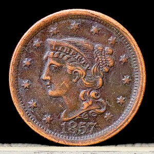 1857 Braided Hair Liberty Head Large Cent - Circulated