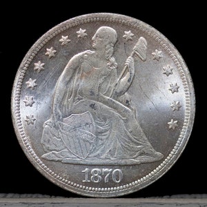 1870-CC Seated Liberty Dollar Silver Plated Coin - Uncirculated
