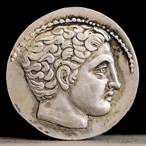 360-340 BC Ancient Greek Coin Male Head and Horse - Silver Plated Drachma 26mm