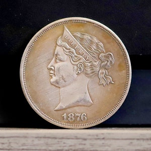 Pattern 1876 Sailor Head Dollar Type 1 Silver Plated Coin - Circulated