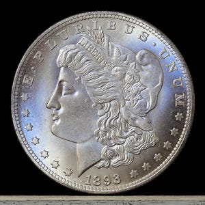 1893-S Morgan Dollar Silver Plated Coin Modern RESTRIKE Token - Uncirculated