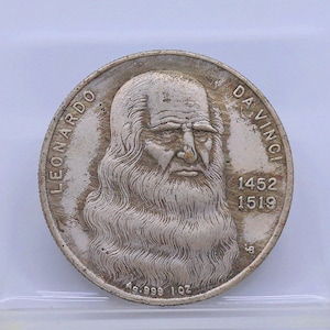 1452-1519 Leonardo Da Vinci Medal - Commemorative Silver Plated