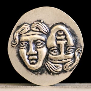 313-280 BC Ancient Greek Coin Facing Male Heads and Eagle - Silver Plated Drachma 24mm