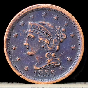 1855 Braided Hair Liberty Head Large Cent - Circulated