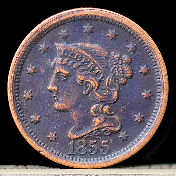 thehighlights big ＬＳtee 1855 Braided Hair Liberty Head Large Cent - Circulated - Etsy