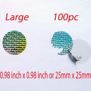 100 Large Round Security Hologram Stickers Tamper Evident Warranty Labels