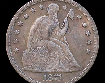 1871 Seated Liberty Dollar Silver Plated Coin - Circulated