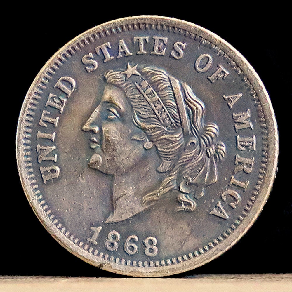 Pattern 1868 Dual Denomination 5 Dollars - 25 Francs Silver