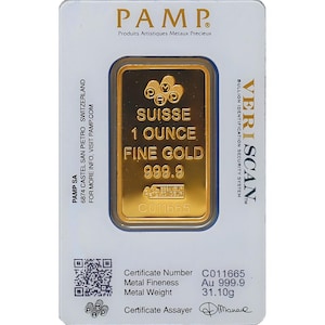 PAMP Suisse Lady Fortuna Gold Plated Bar Replica - 1 oz Souvenir