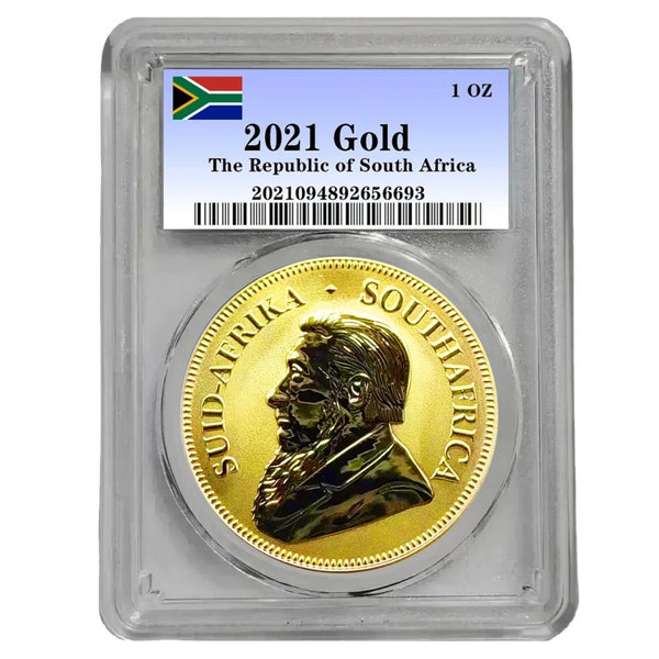 Souvenir 2021 South Africa 1 oz Krugerrand Gold Plated Coin - Not Real Gold
