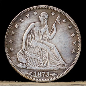 1873-CC Seated Liberty Half Dollar Arrows at Date Silver Plated Coin - Circulated