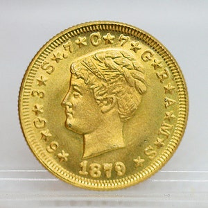 1879 Stella Coiled Hair Four Dollar Piece Gold Plated Coin - Uncirculated
