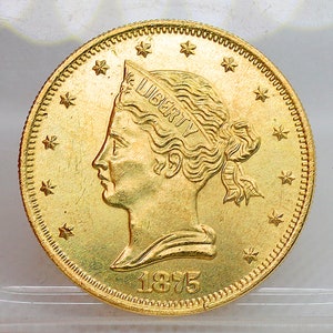 Pattern 1875 Ten Dollar Sailor Head Eagle Gold Plated Coin - Uncirculated