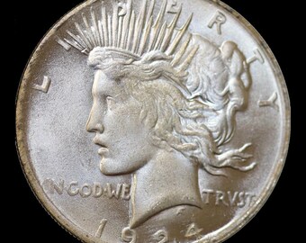 1924 / 1934 Peace Dollar Two Face Double Heads Silver Plated Error Novelty Coin Modern Restrike Token - Unc