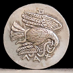 336-324 BC Ancient Greek Coin Head of Hera and Eagle - Silver Plated Drachma 20mm