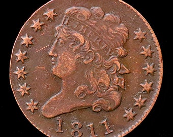 1811 Classic Head Half Cent Copper Coin - Circulated