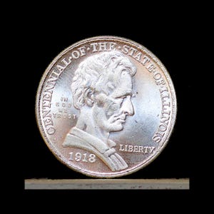 1918 Illinois Centennial Commemorative Half Dollar Silver Plated Novelty Coin Modern Restrike Token