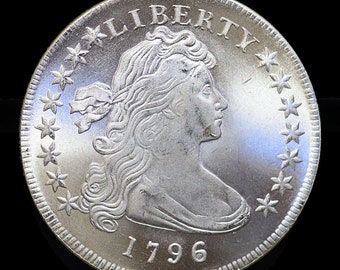 1796 Draped Bust Dollar Small Eagle Silver Plated Coin - Uncirculated