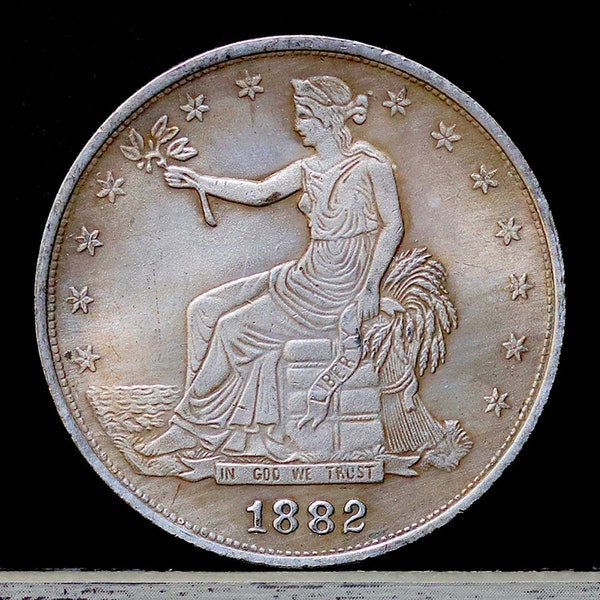 1882 Trade Dollar Silver Plated Coin - Circulated