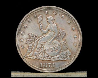 Pattern 1873 Liberty Seated on A Globe Trade Dollar Silver Plated