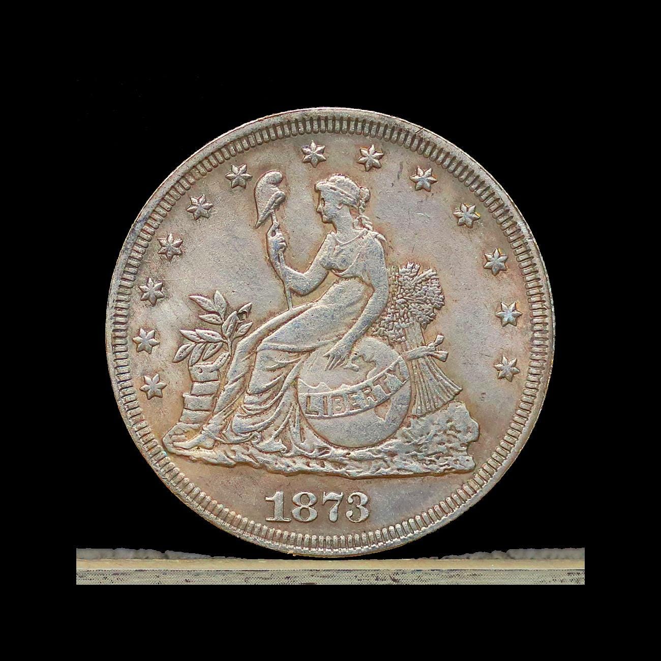 Pattern 1873 Liberty Seated on A Globe Trade Dollar Silver Plated
