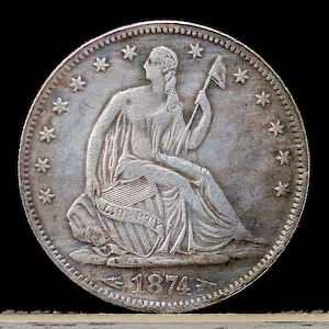 1874-CC Seated Liberty Half Dollar Arrows at Date Silver Plated Coin - Circulated