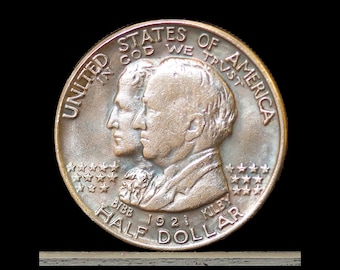 Moneda conmemorativa de medio dólar de Alabama de 1921, bañada en plata, de edición moderna (reedición).