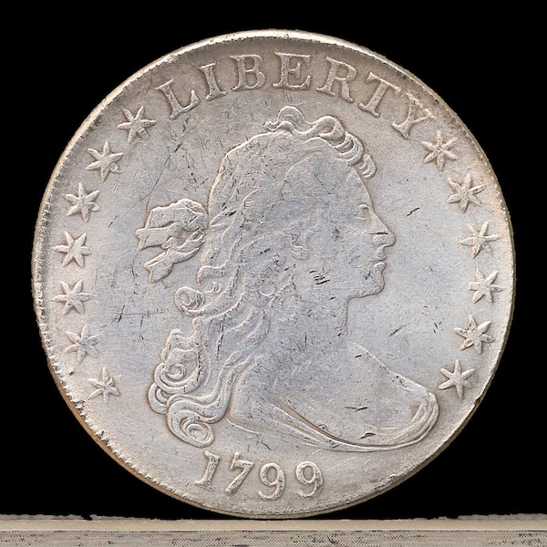 1799 Draped Bust Dollar Heraldic Eagle Silver Plated Coin - Circulated