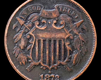 1872 Two Cent Piece Copper Coin - Circulated