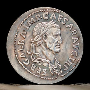 68-69 AD Ancient Roman Coin Emperor Caesar Galba - Silver Plated Sestertius 36mm