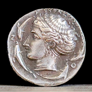 405-370 BC Ancient Greek Coin Sicily Syracuse Gallatin - Silver Decadrachm 23mm