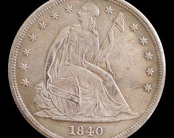1840 Seated Liberty Dollar Silver Plated Coin - Circulated