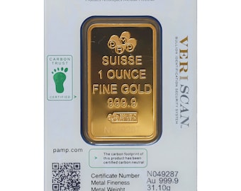 Souvenir 1 oz Gold Bar - PAMP Suisse Lady Fortuna New Version - In Assay - Not Real Gold