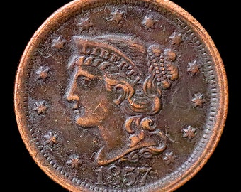 1857 Braided Hair Liberty Head Large Cent - Circulated