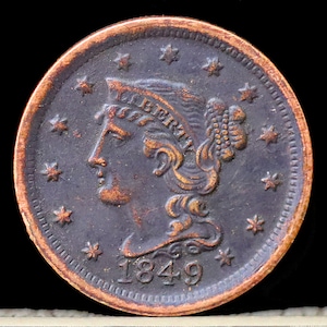 1849 Braided Hair Liberty Head Large Cent - Circulated