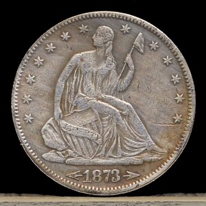 1873 Seated Liberty Half Dollar Arrows at Date Silver Plated Coin - Circulated
