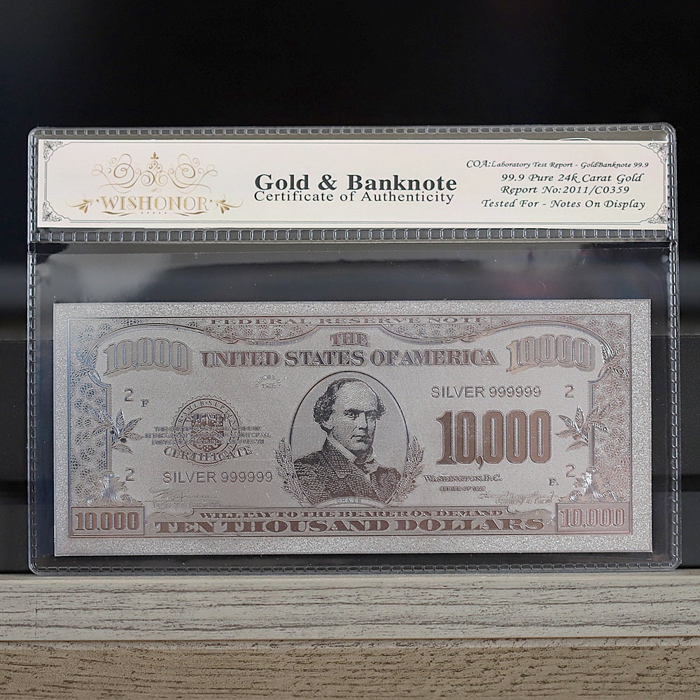 USA 1934 Ten Thousand Dollars In Gold $10,000 Silver Note Bar