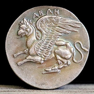 50-45 BC Ancient Greek Coin Dionis and ABAH Pegasus - Silver Plated Drachma 23mm