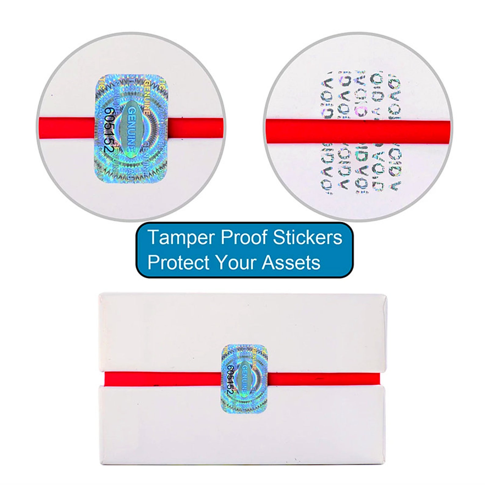 100 Security Hologram Stickers Serial Numbers Tamper Evident Genuine ...